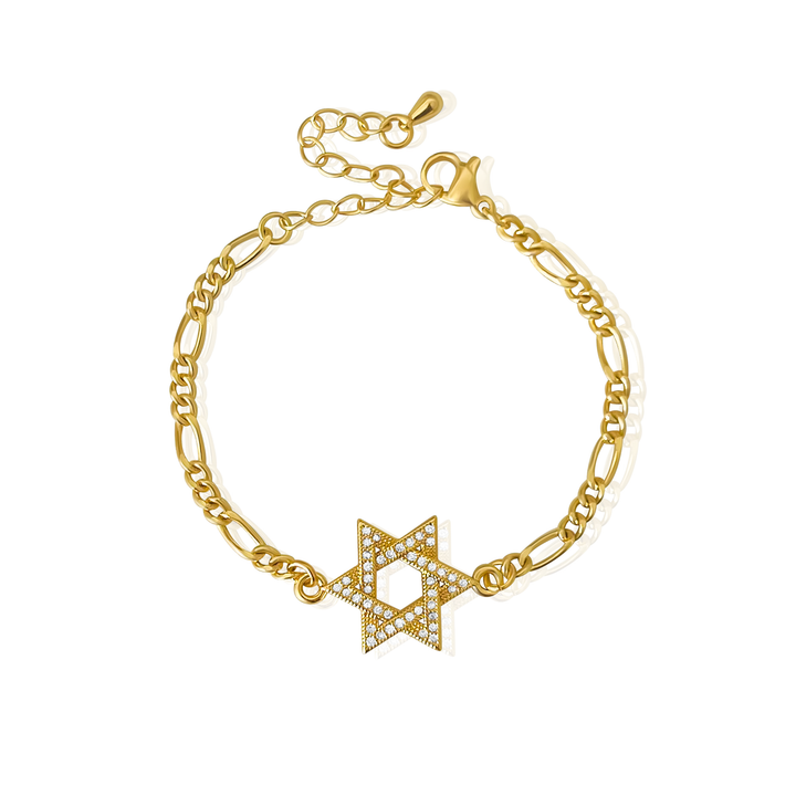 Diamond Star of David bracelet Gold Filled