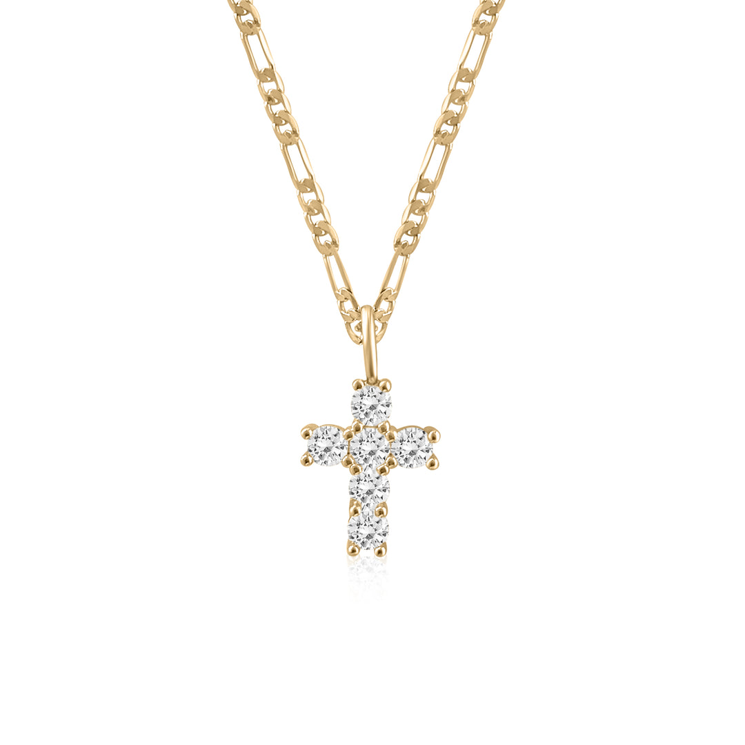 Ice Diamond Cross Necklace - Gold Filled