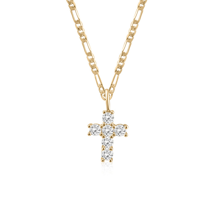 Ice Diamond Cross Necklace - Gold Filled