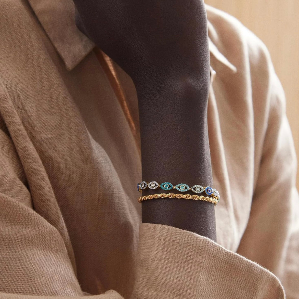 Evil Eye Tennis Chain Bracelet - Gold Filled