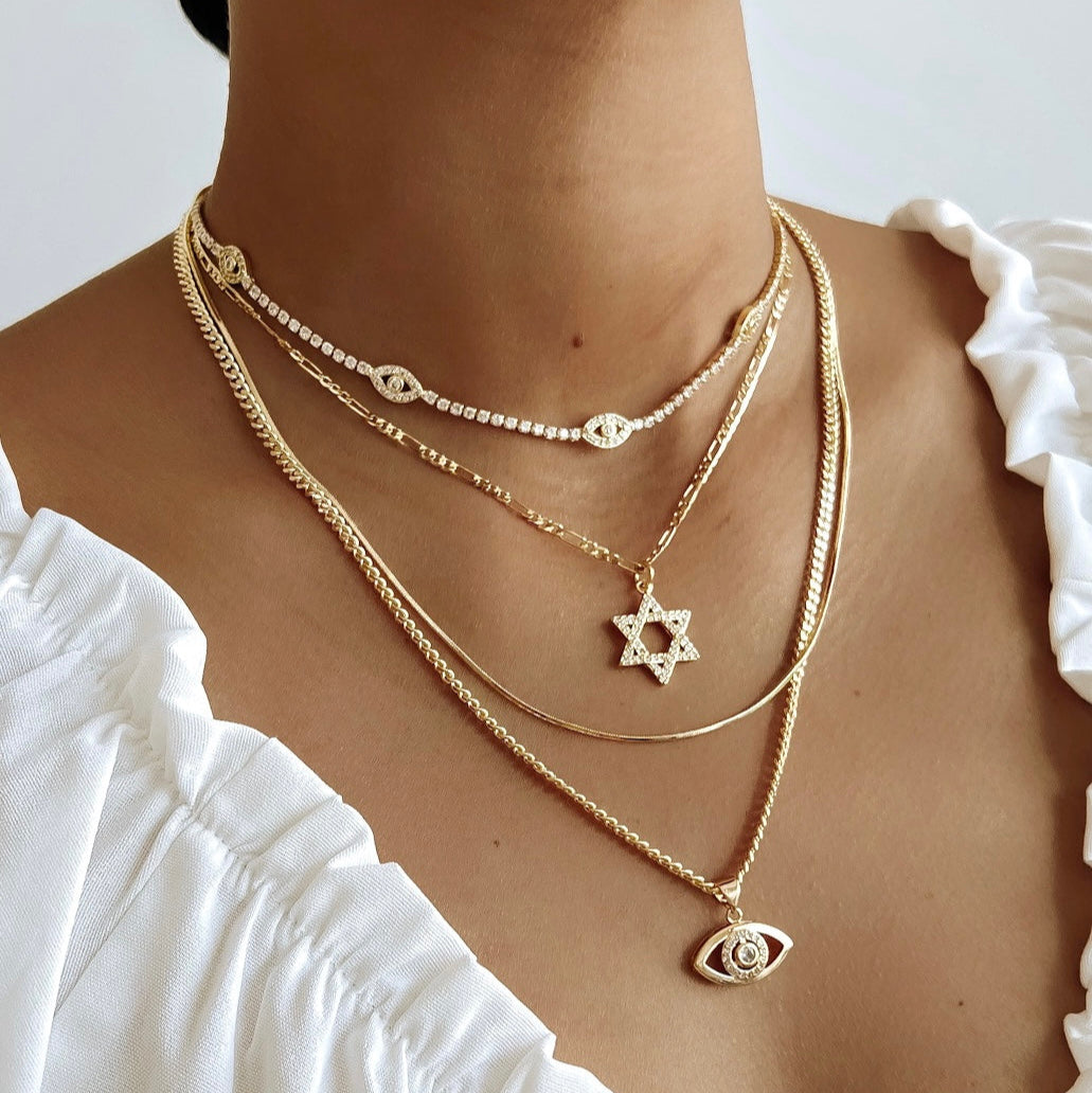 Evil Eye Diamond Choker - Gold Filled