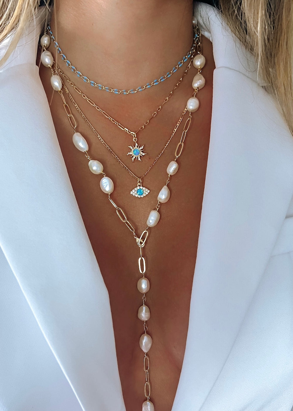 Blue Ocean Sunburst Necklace