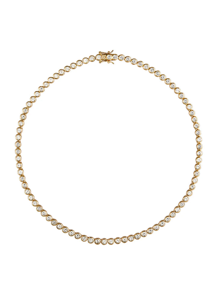 Round Diamond Tennis Chain Necklace - Gold Filled