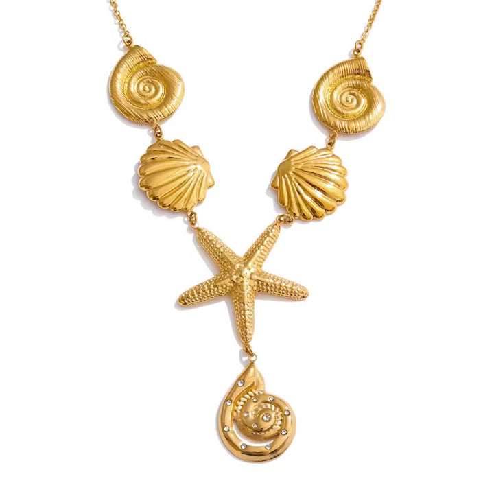 Summer Shell & Seastar Necklace - Gold Filled