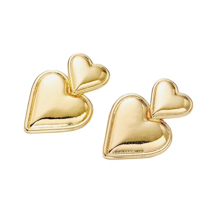 Double Heart Earrings - Gold Filled