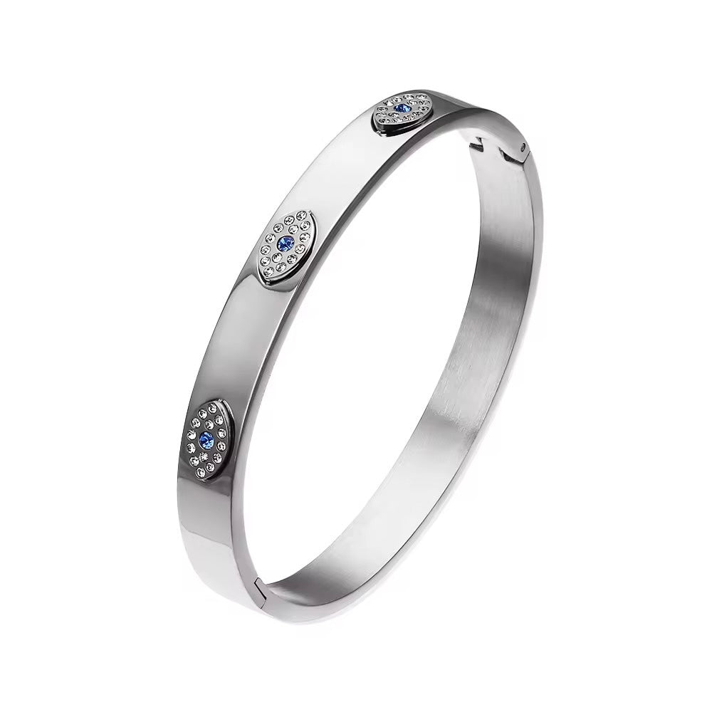 Evil Eye Hamsa Hand Bangle - Gold Filled