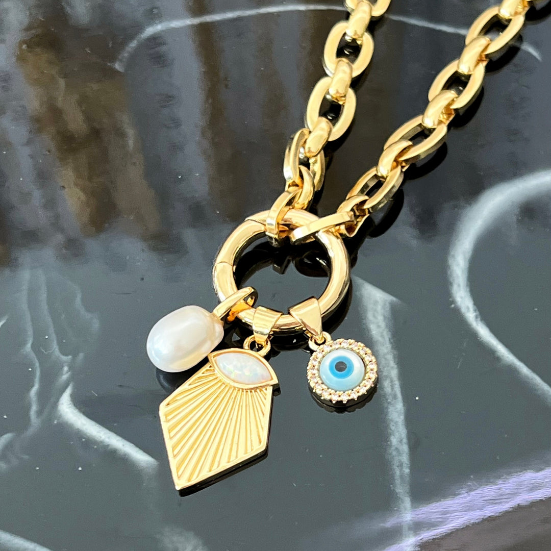 Empowered Confidence Evil Eye Necklace - Gold Filled