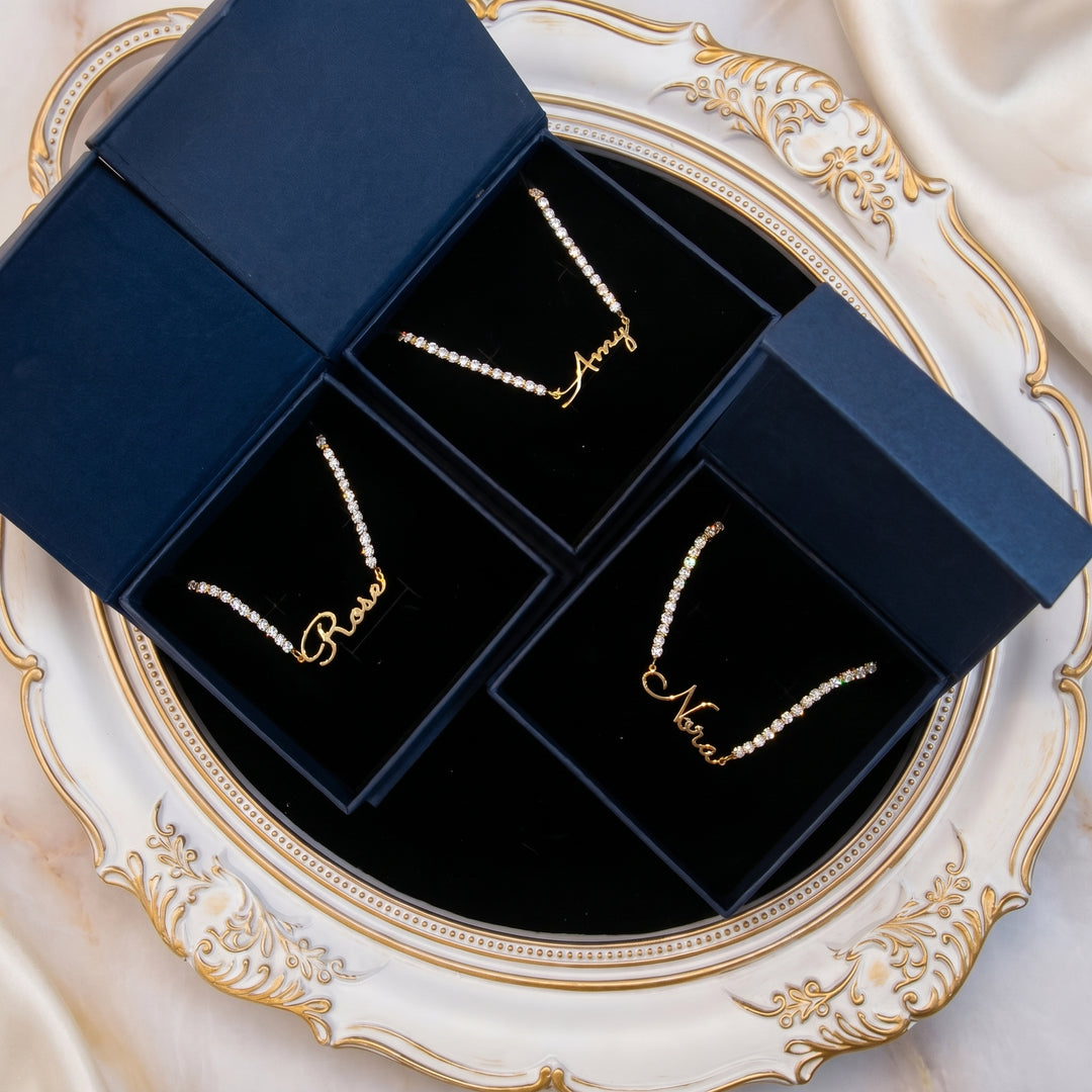 Personalized Name Tennis Necklace - Gold Filled