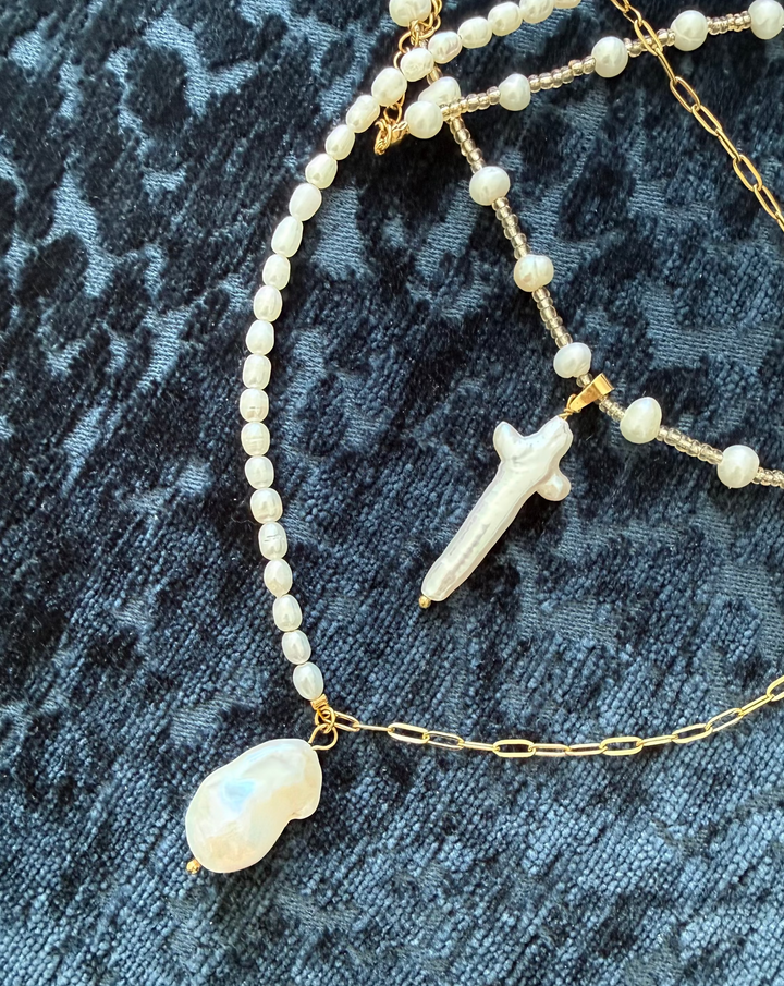Evil Eye & Pearl Lover Set - Gold Filled