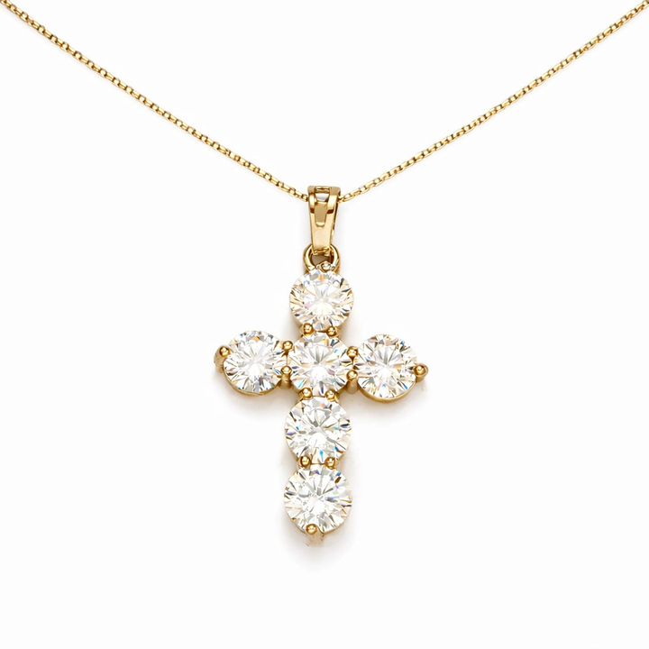 Ice Diamond Cross Necklace - Gold Filled