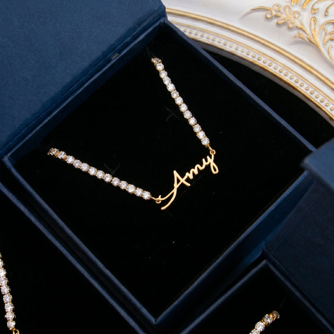 Personalized Name Tennis Necklace - Gold Filled