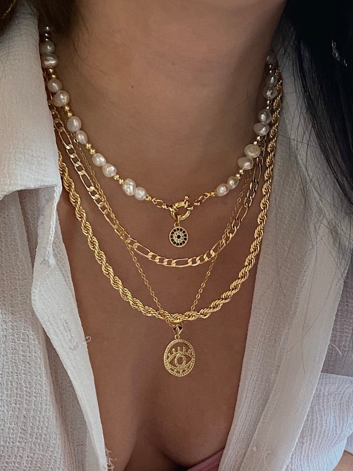 Diamond Evil Eye Necklace - Gold Filled