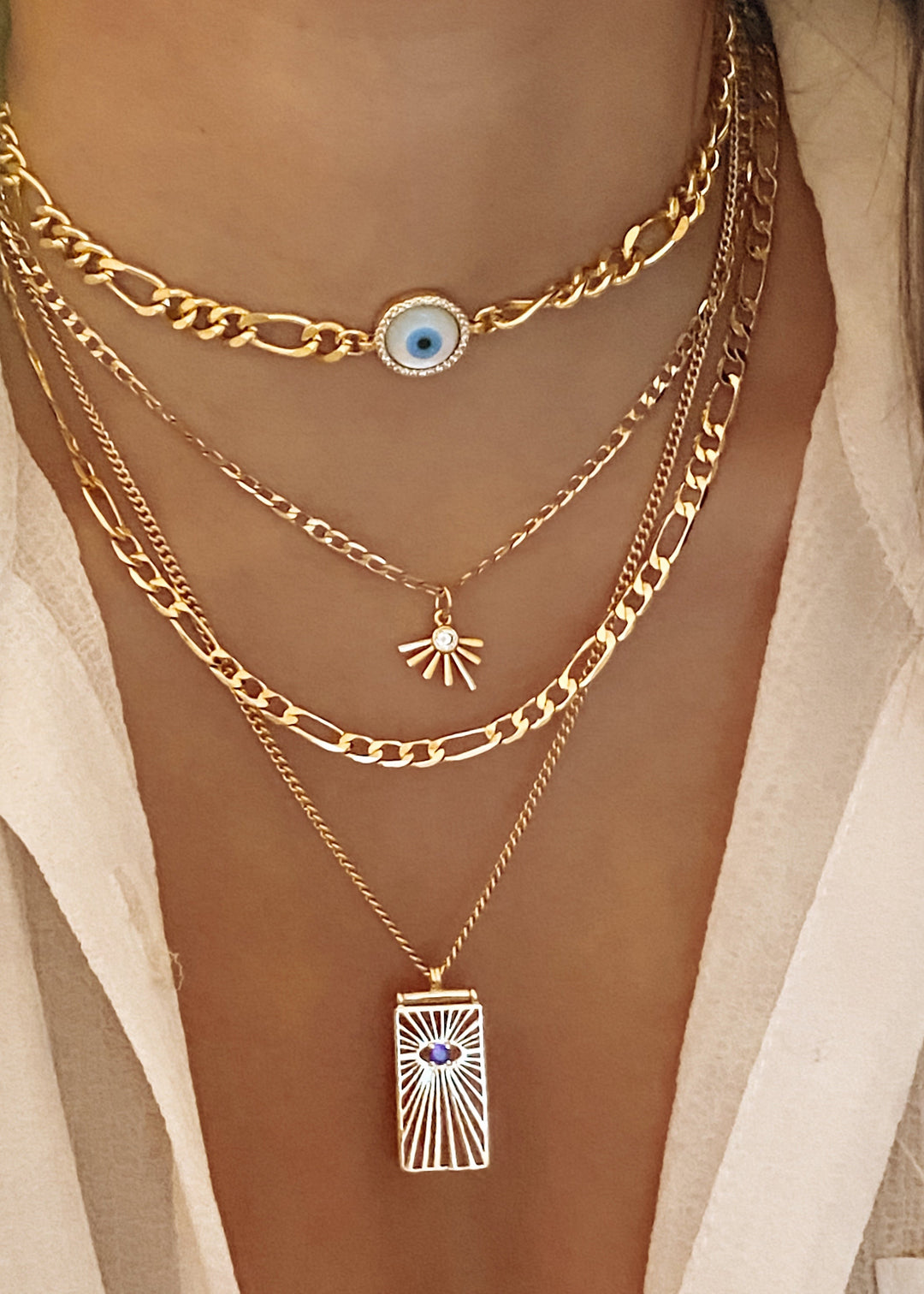 Personal Power Evil Eye Choker - Gold Filled