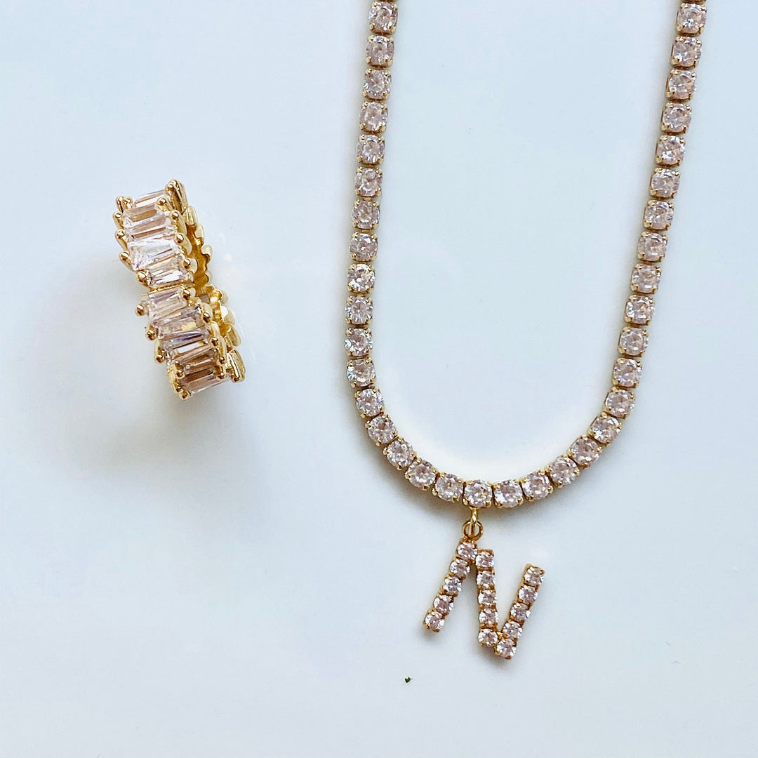 Diamond Initial Necklace - Gold Filled