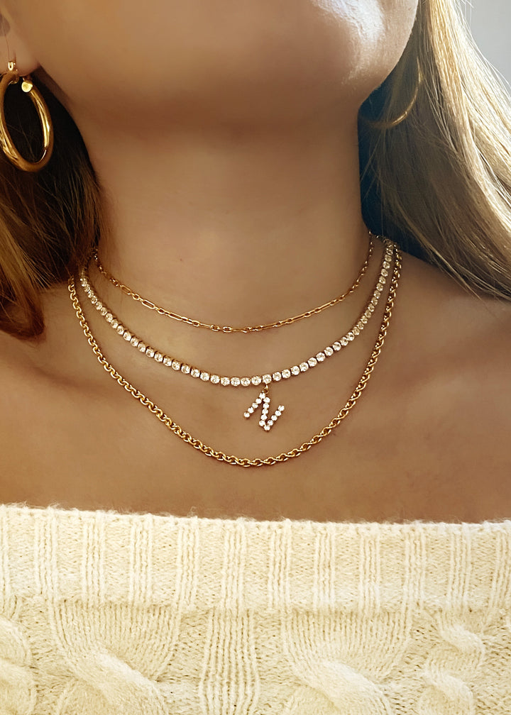 Diamond Initial Necklace - Gold Filled