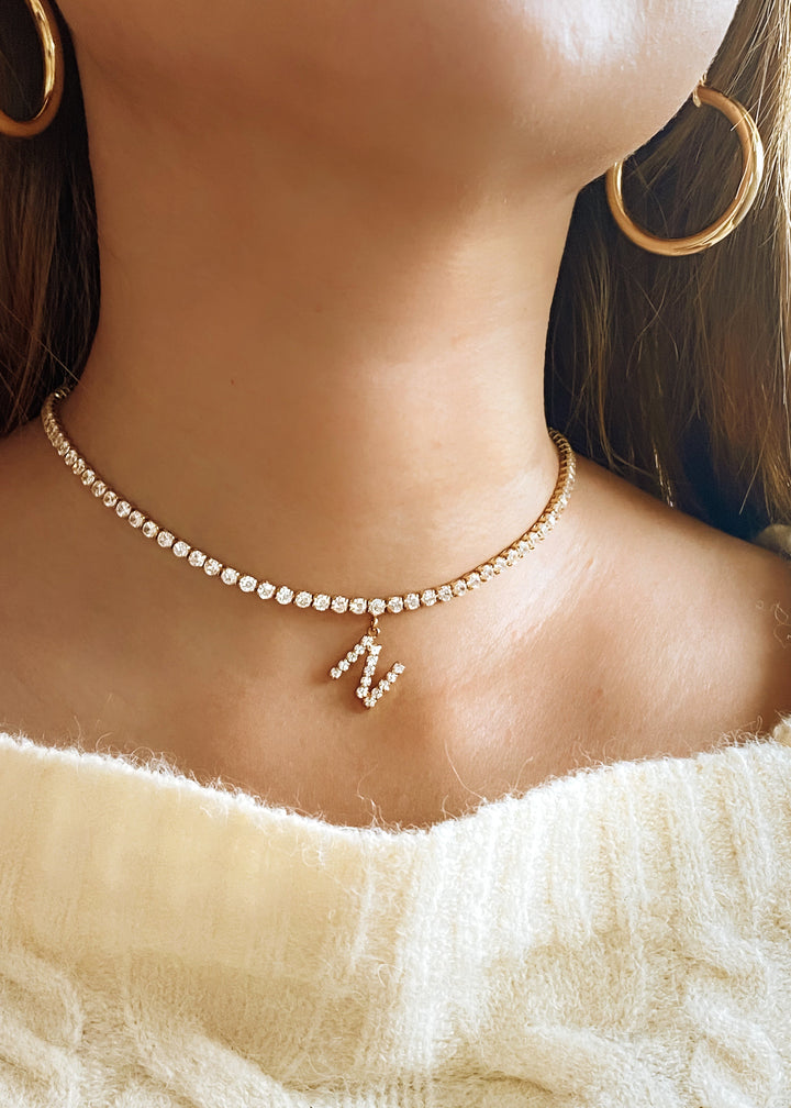 Diamond Initial Necklace - Gold Filled