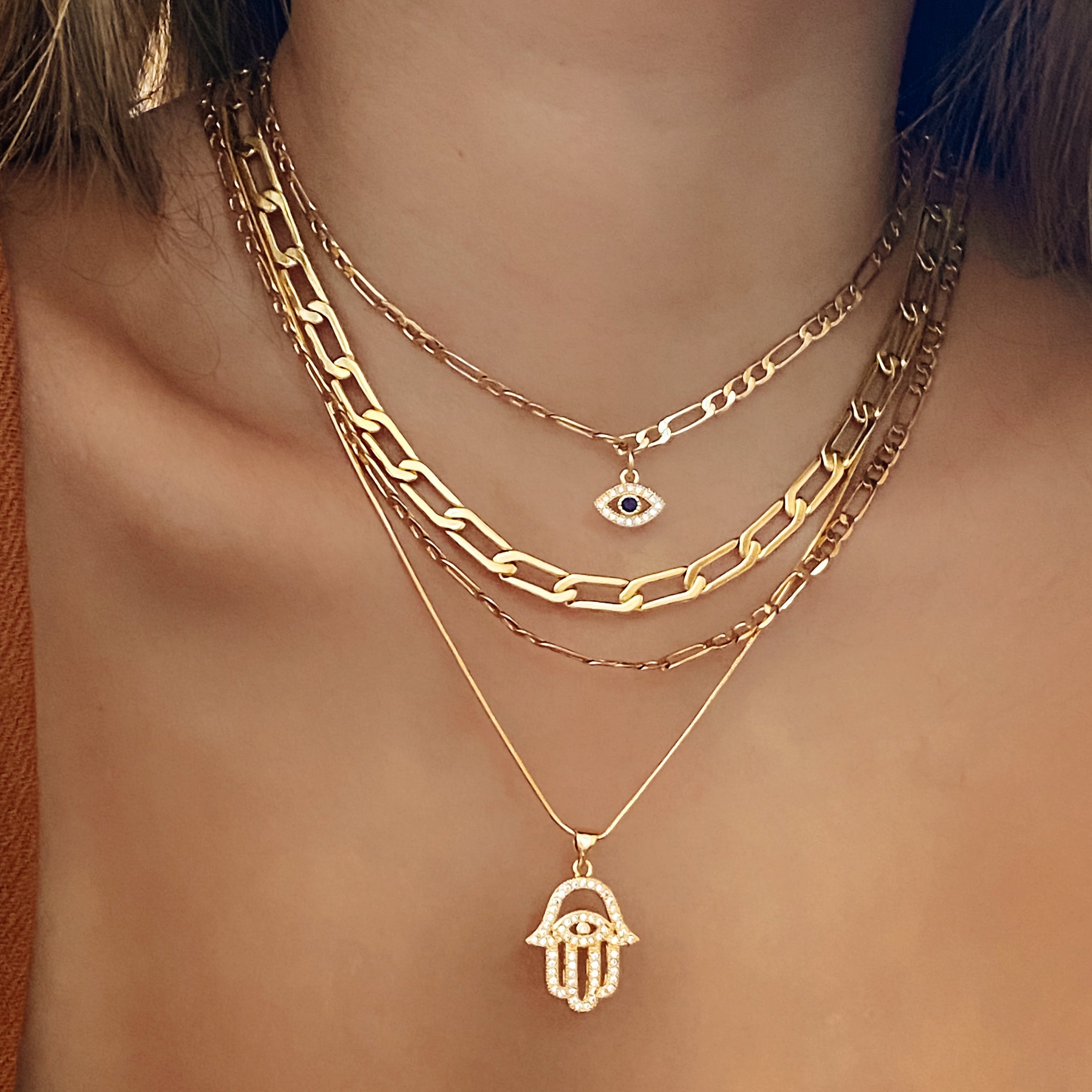 Held in Wisdom Hamsa Hand Necklace - Gold Filled