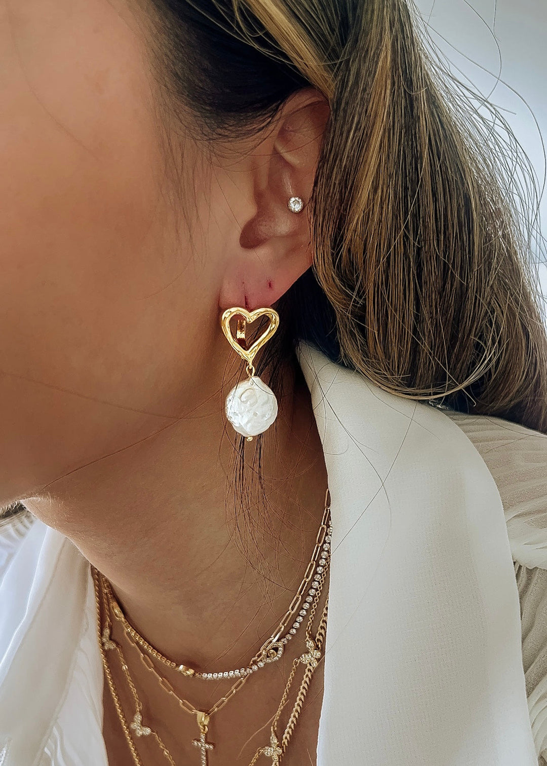 Heart Pearl Earrings