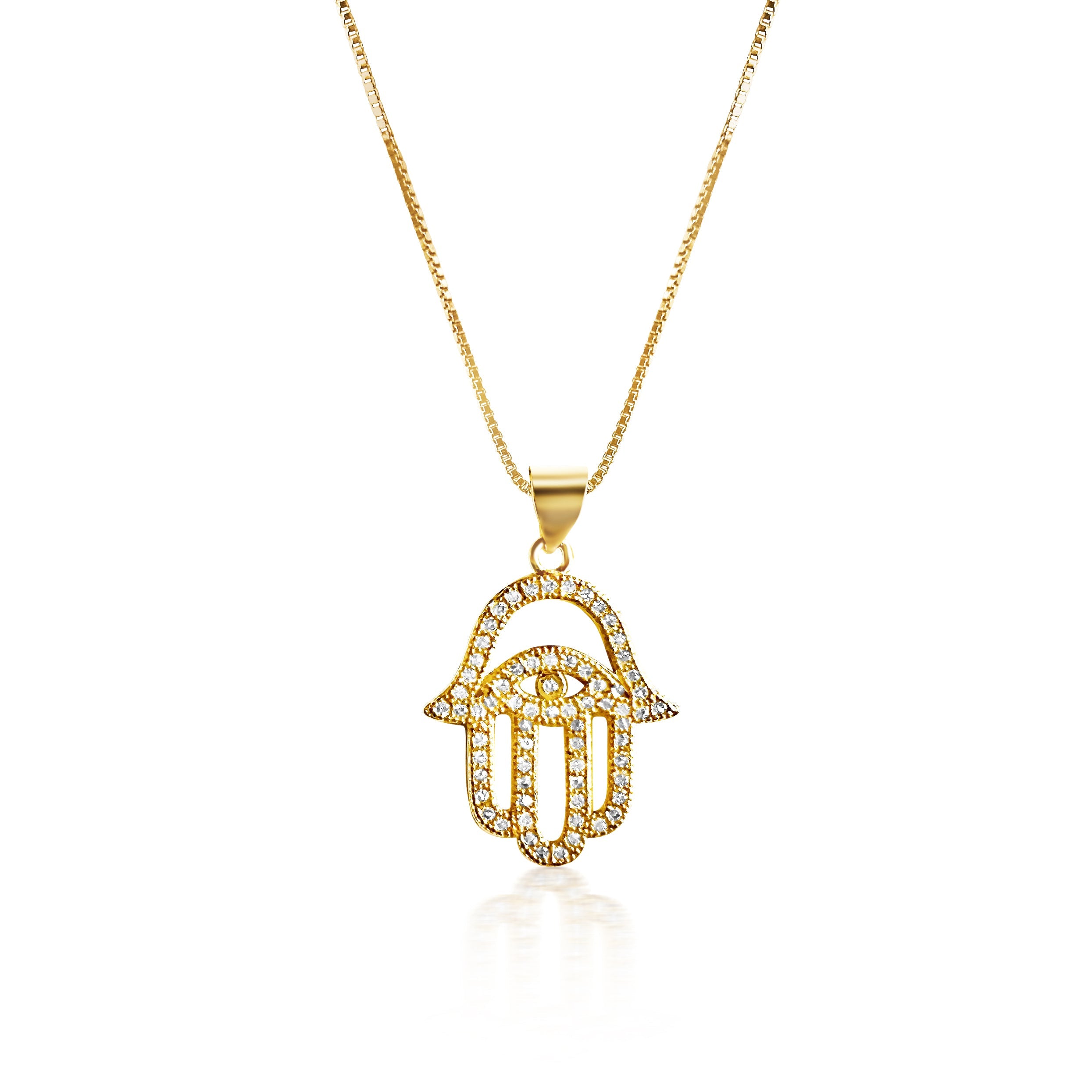 Held in Wisdom Hamsa Hand Necklace - Gold Filled