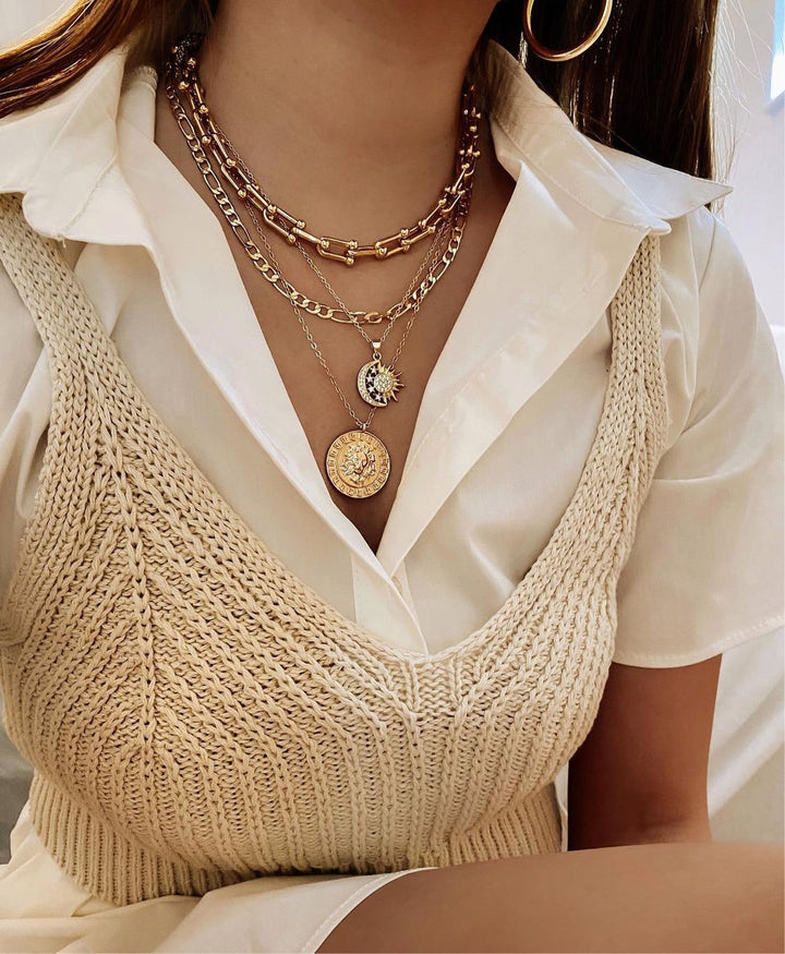 Celeste Sun Moon Necklace - Gold Filled