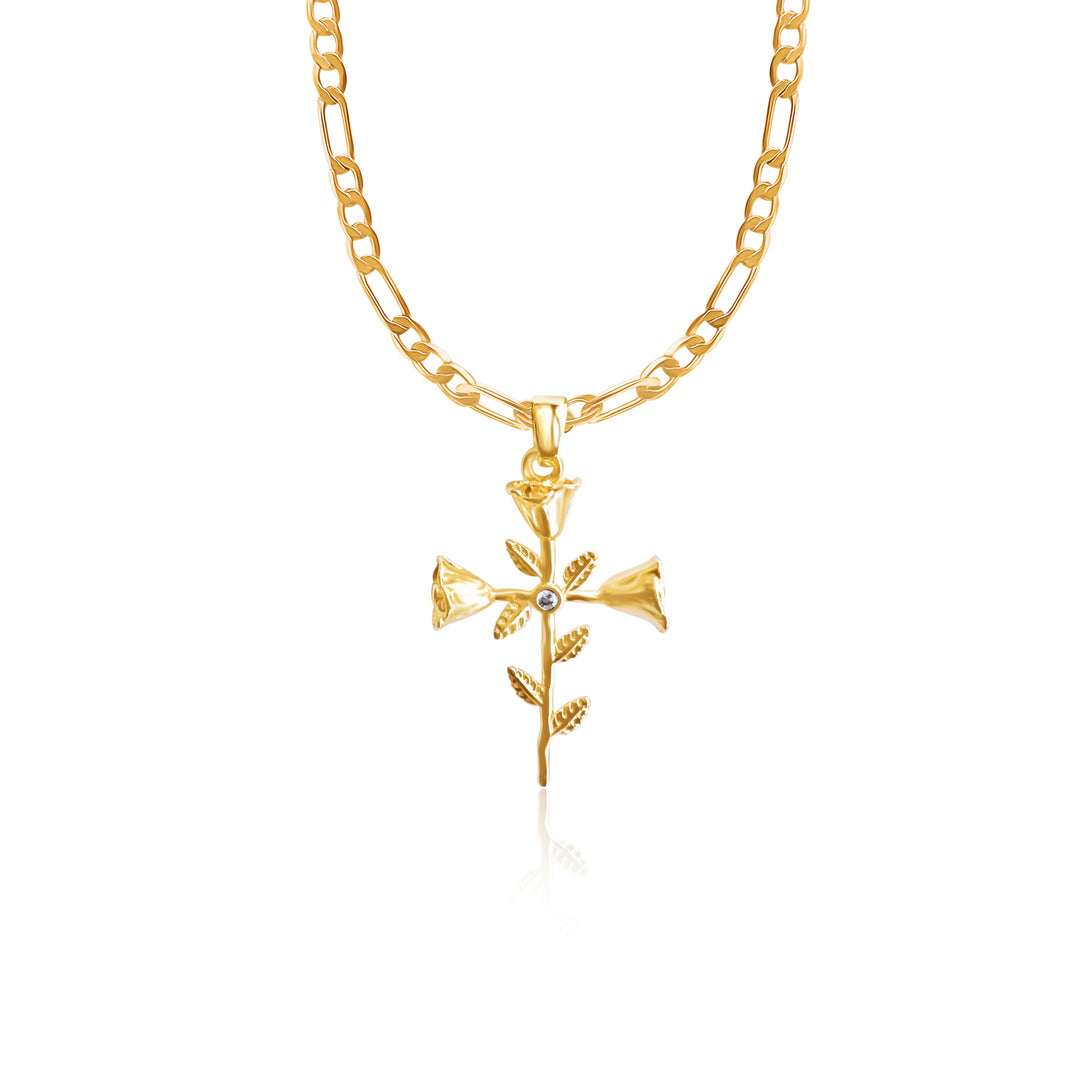 Compassionate Faith Rose Cross Necklace