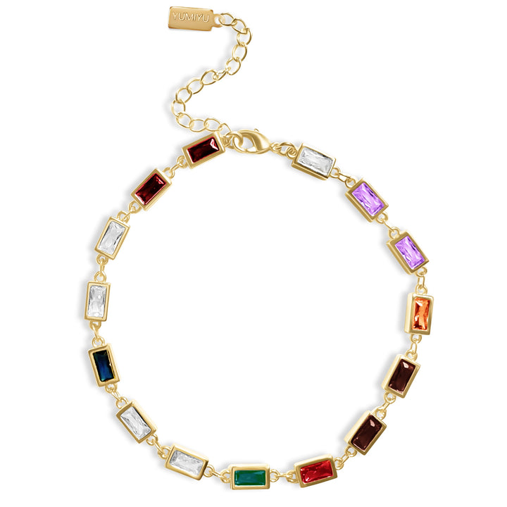 Rainbow Chain Anklet - Gold Filled