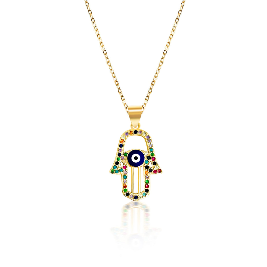 Many Blessings Hamsa Hand Necklace - Gold Filled