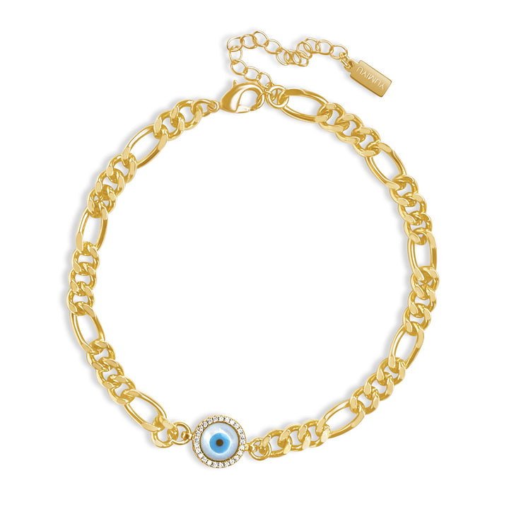 Blue Evil Eye Anklet - Gold Filled