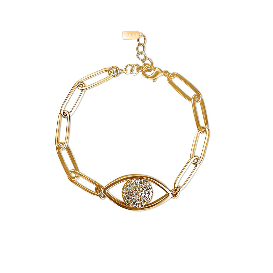 Evil Eye Moon Coin Bracelet-Gold