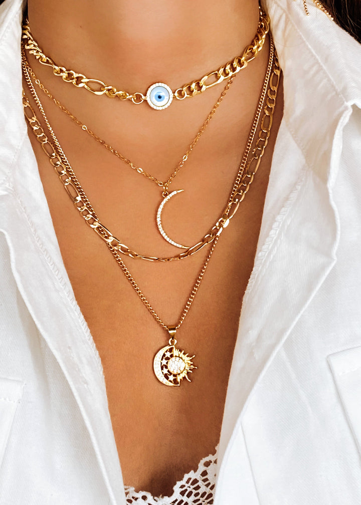 Celeste Sun and Moon Necklace - Gold Filled