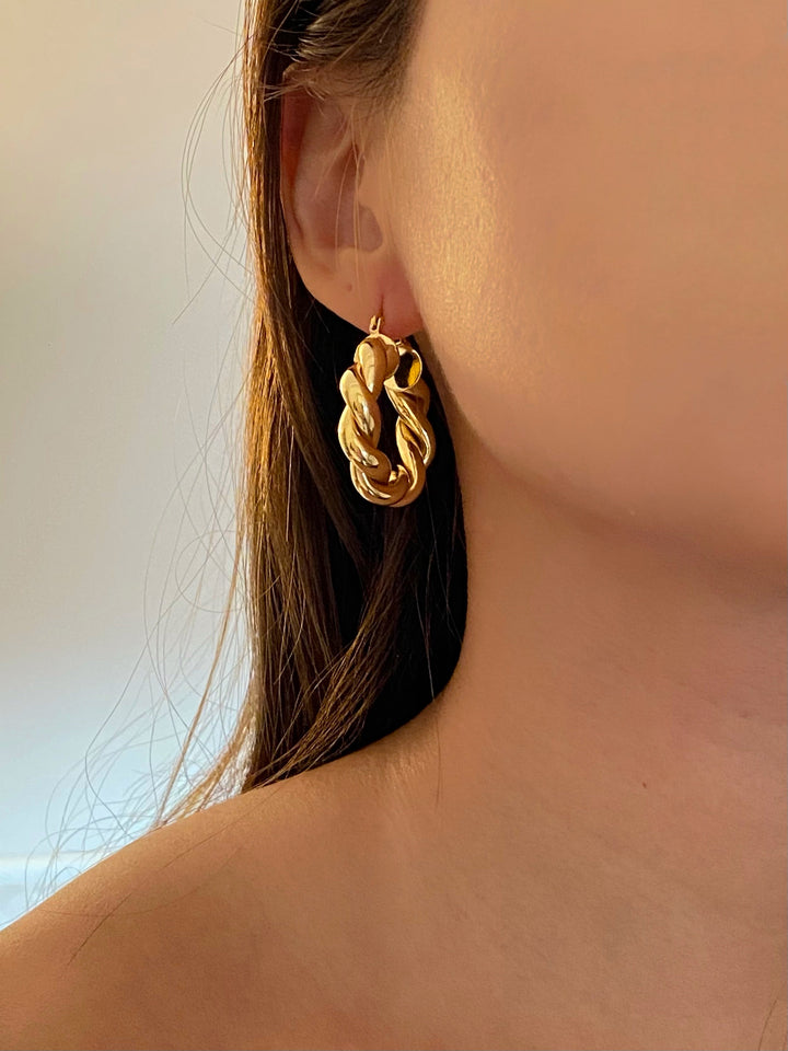 Chunky Twist Hoops (S) - Gold Filled