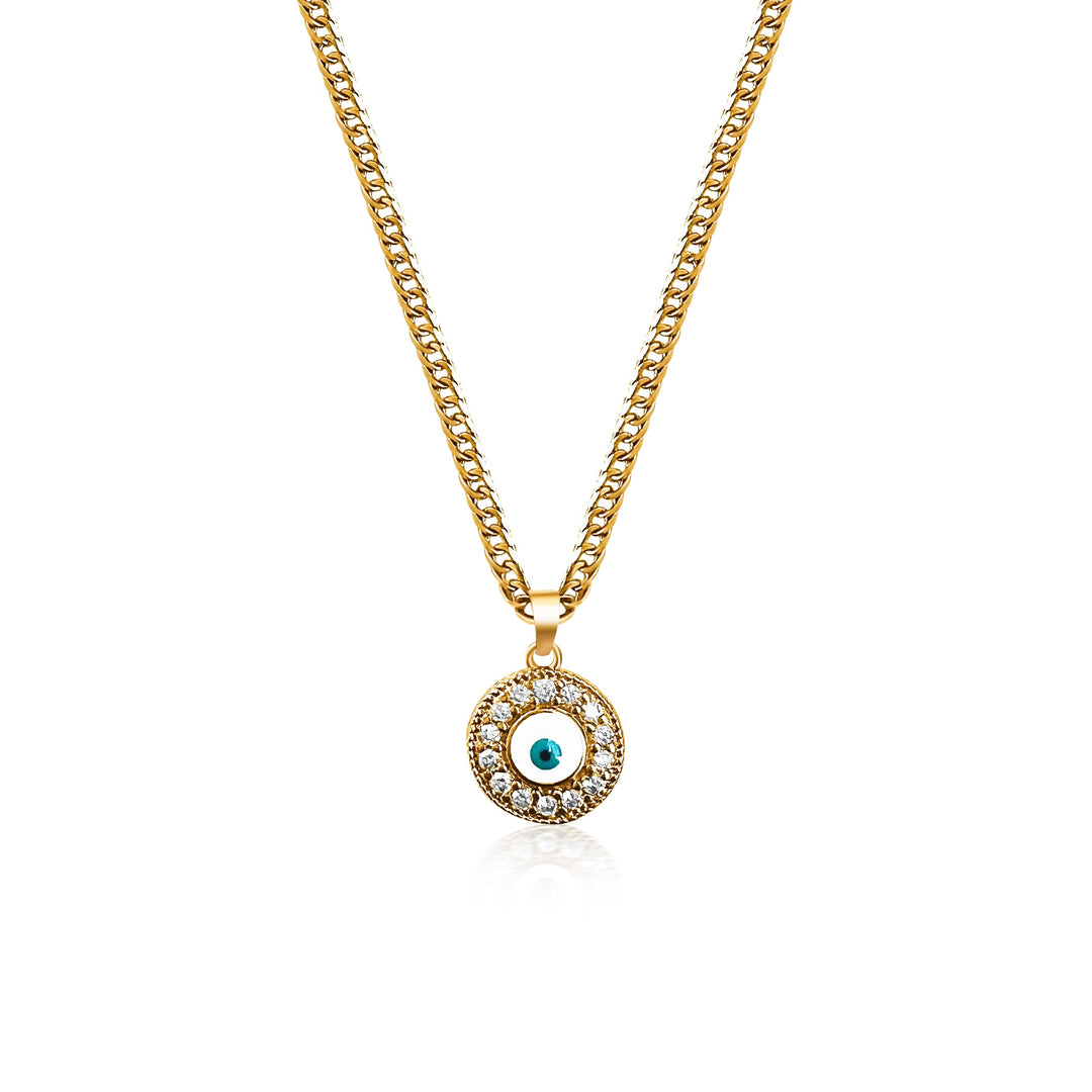 Glowing Evil Eye Necklace - Gold Filled