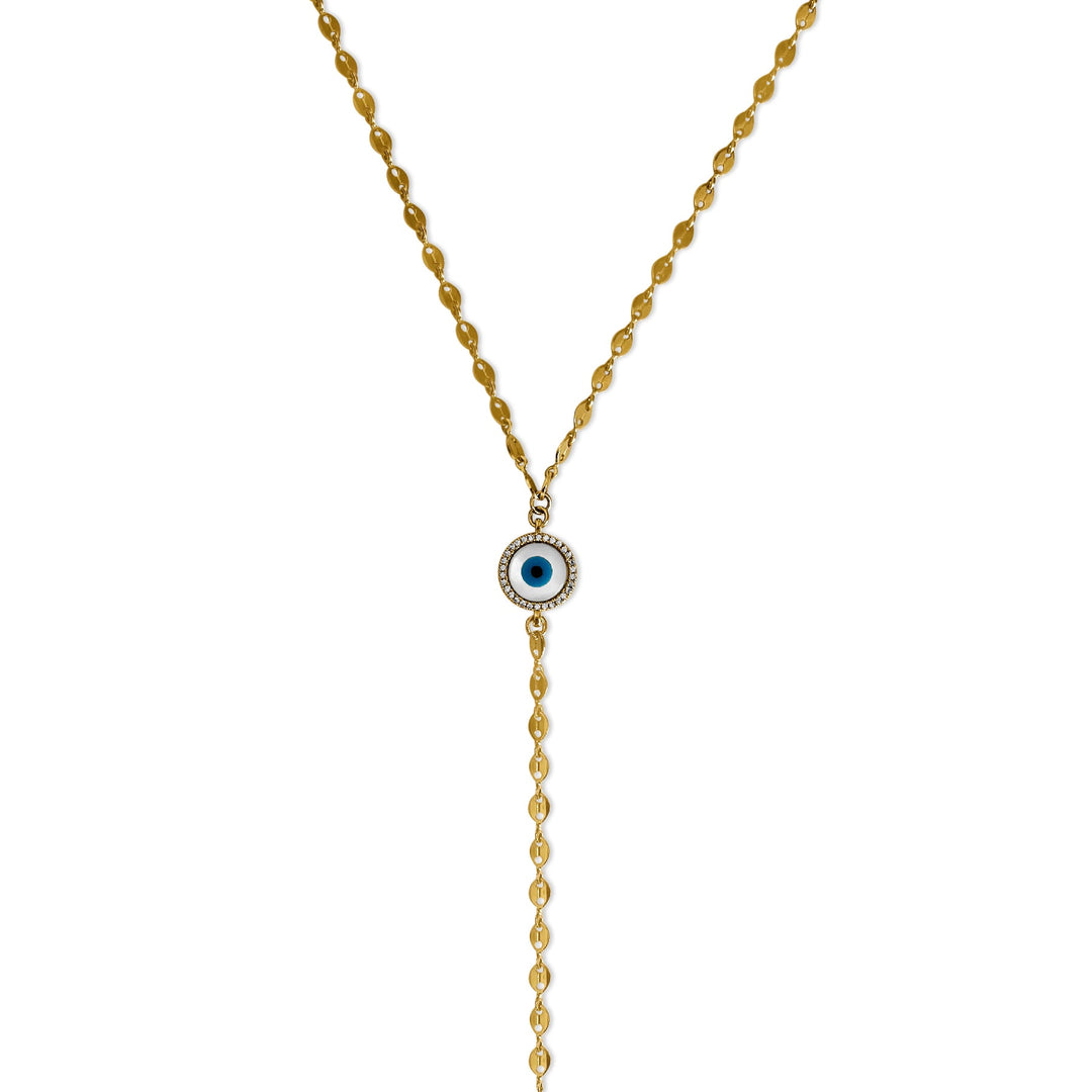Blue Evil Eye Drop Necklace - Gold Filled