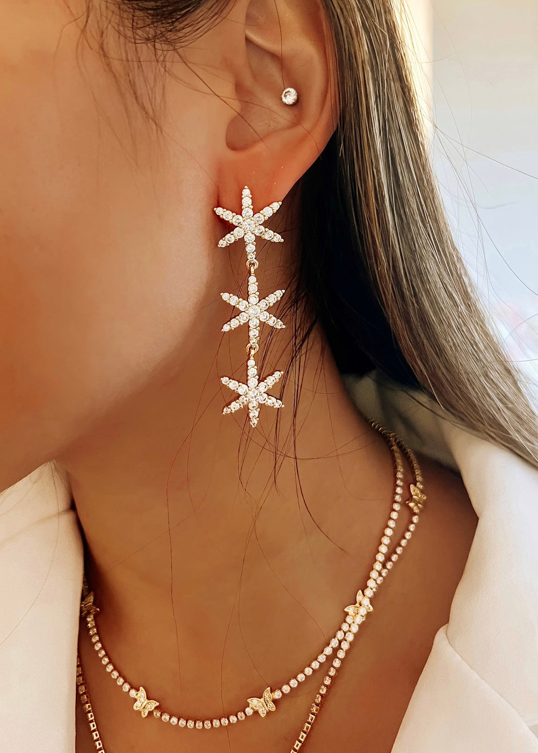 Luxury Star Earrings - Gold Gilled