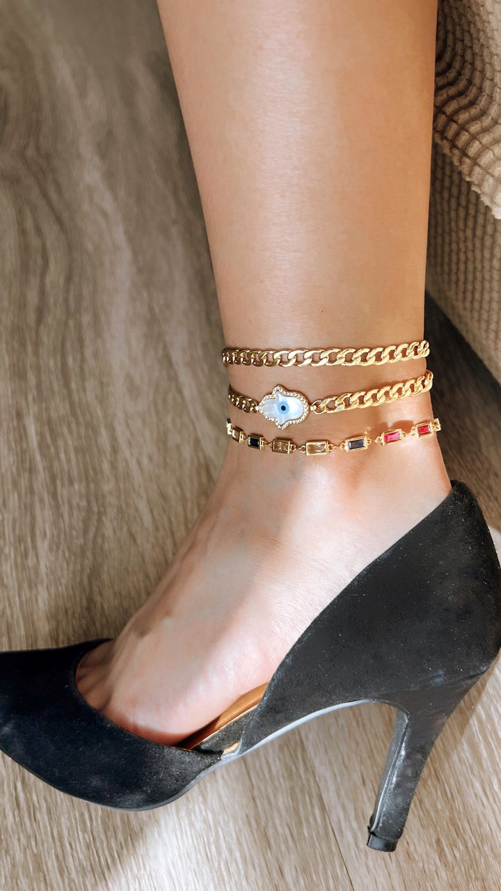 Hamsa Hand Anklet - Gold Filled