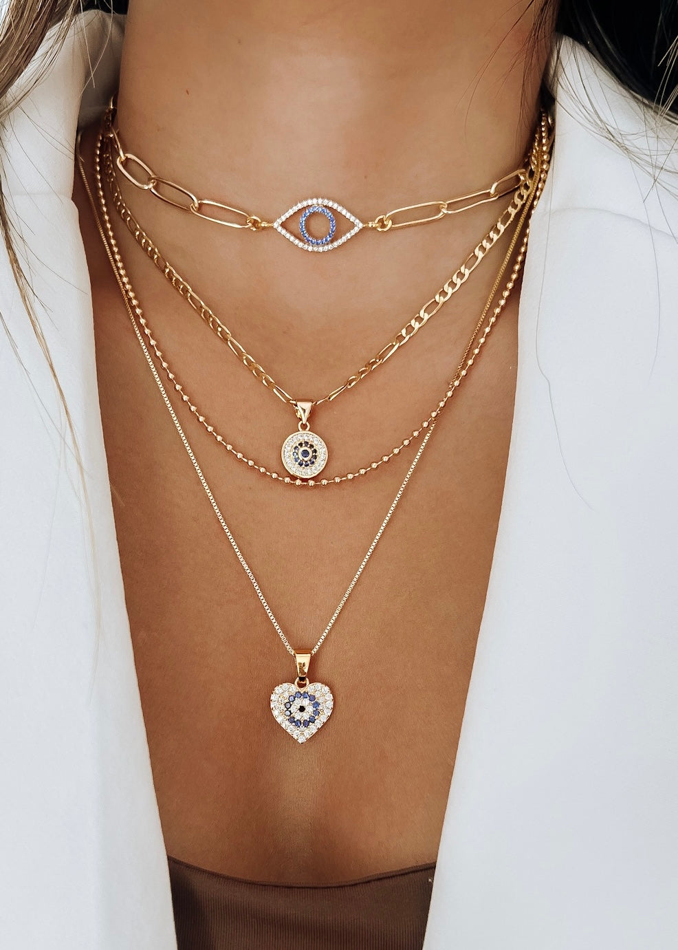 Evil Eye Choker Necklace Gold Evil Eye Charm Choker Silver Gold
