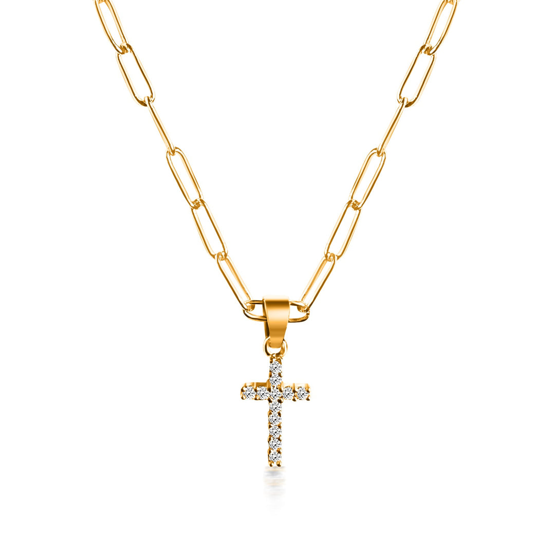 Shiny Cross Necklace - Gold Filled