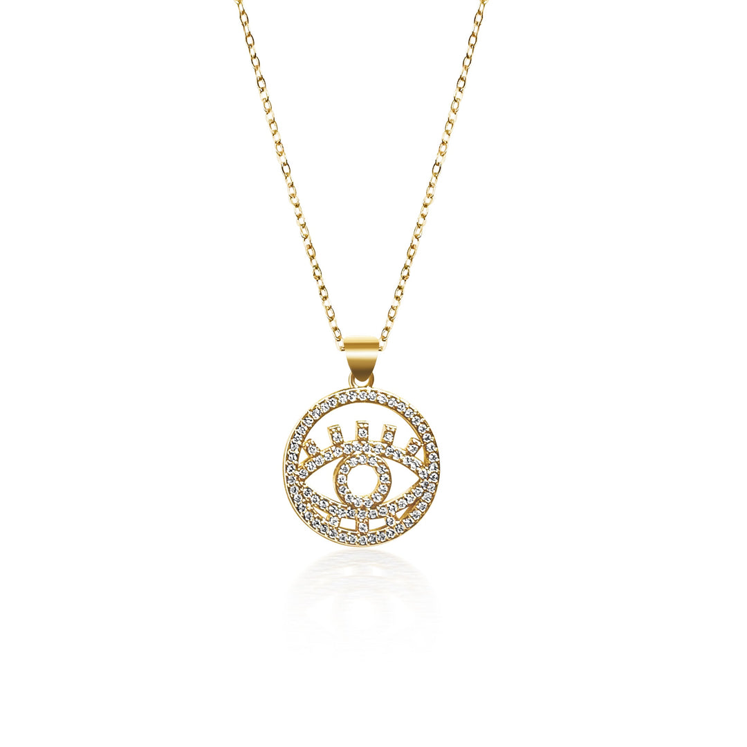 All Seeing Evil Eye Necklace - Gold Filled