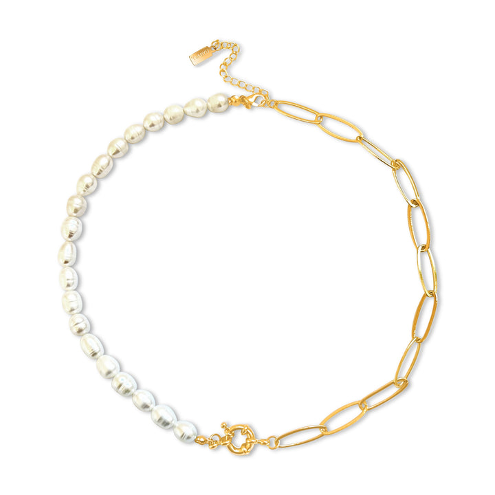 Pearl & Chain Necklace - Gold Filled