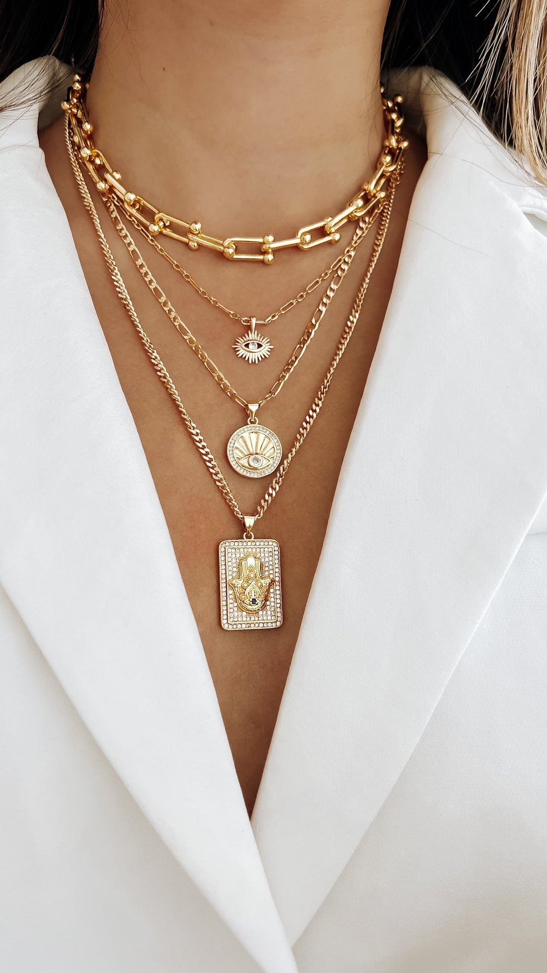 Luxury Hamsa Hand Necklace - Gold Filled