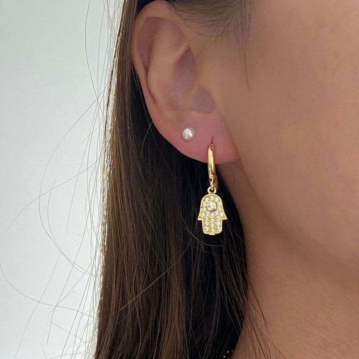 Hamsa Hand Earrings - Gold Filled