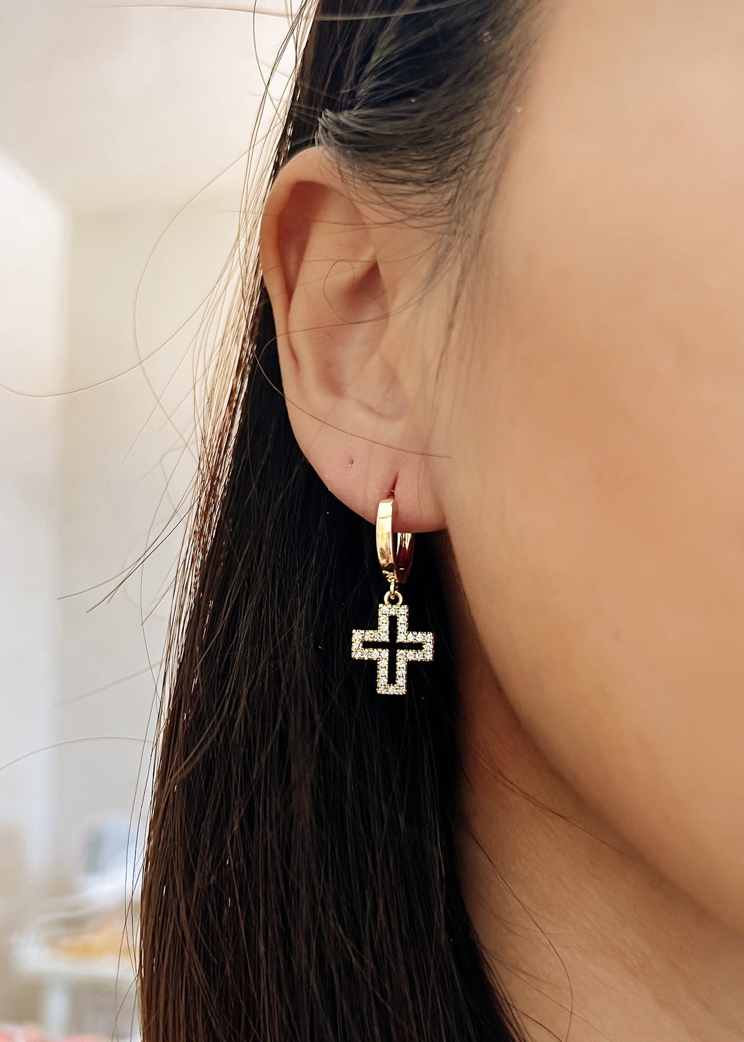 Dainty Cross Earrings - Gold Filled