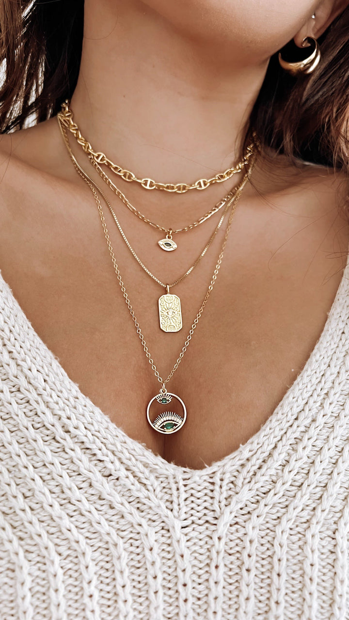 Gold Protection Evil Eye Necklace - Gold Filled