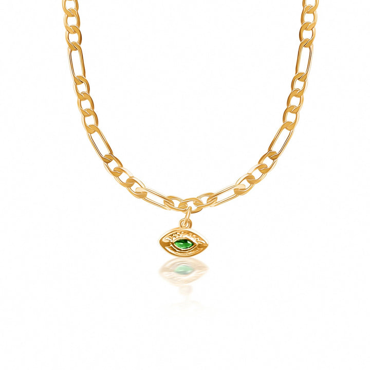 Green Evil Eye Necklace - Gold Filled