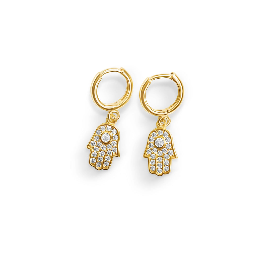 Hamsa Hand Earrings - Gold Filled